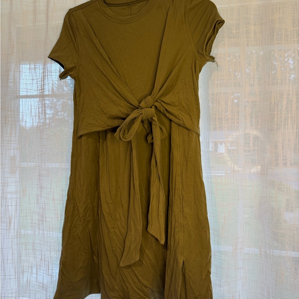 Lululemon Athletica Cotton wrap tie t-shirt dress green W1DWHS